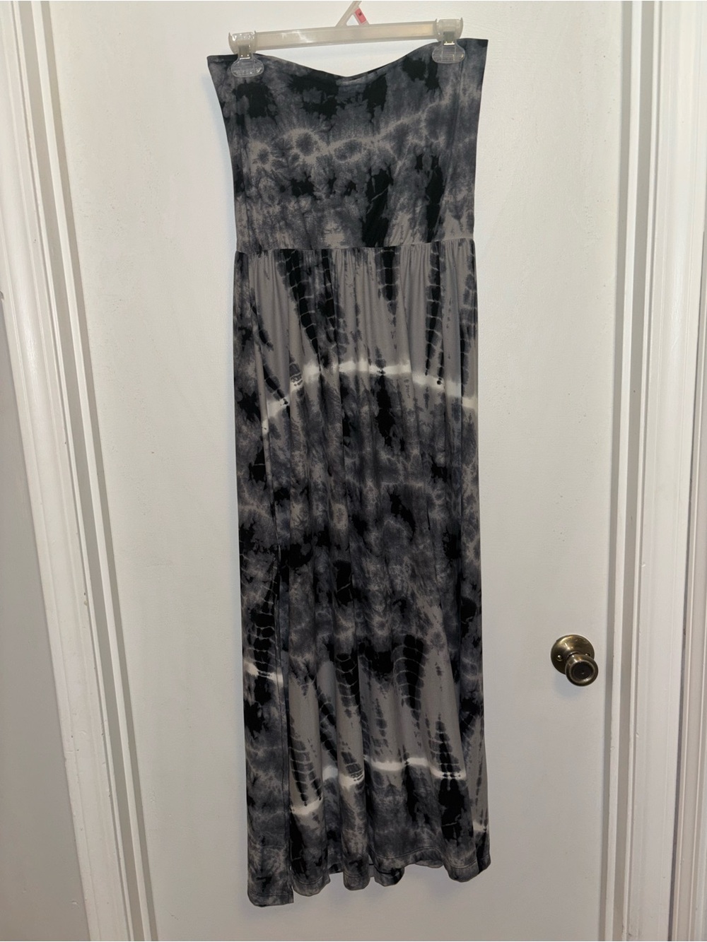 Poof! Black & Gray Tie-Dye Strapless Maxi Dress